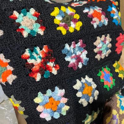 Lot of 6 Vintage Granny Square Afghans Blankets