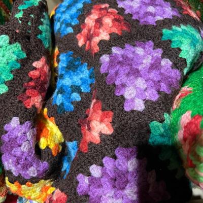 Lot of 6 Vintage Granny Square Afghans Blankets