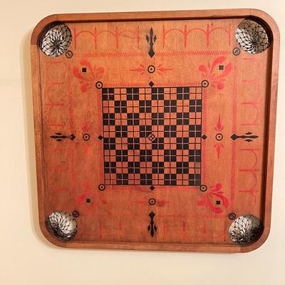 Antique Carrom, No 1 Archarena Style E Double Sided Game Table w. Game Pieces