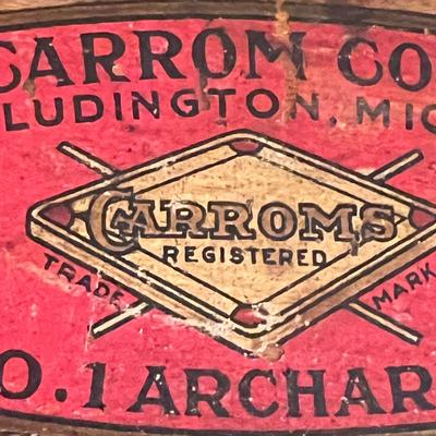 Antique Carrom, No 1 Archarena Style E Double Sided Game Table w. Game Pieces