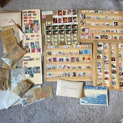 Mixed Vintage Stamp Collection Lot - Book Pages, Envelopes, Foreign