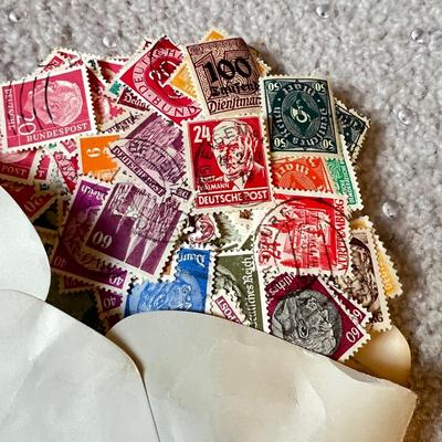 Mixed Vintage Stamp Collection Lot - Book Pages, Envelopes, Foreign