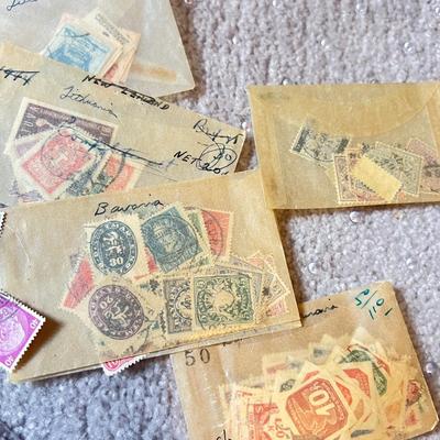 Mixed Vintage Stamp Collection Lot - Book Pages, Envelopes, Foreign