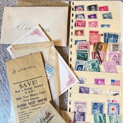Mixed Vintage Stamp Collection Lot - Book Pages, Envelopes, Foreign