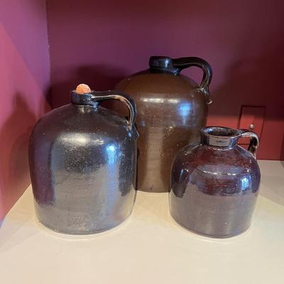 Three Brown Pottery Jugs (2LR-MG)