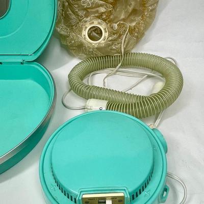 Vintage 1960's Portable Dormeyer Electric Hair Dryer Bonnet Style + Carrying Case