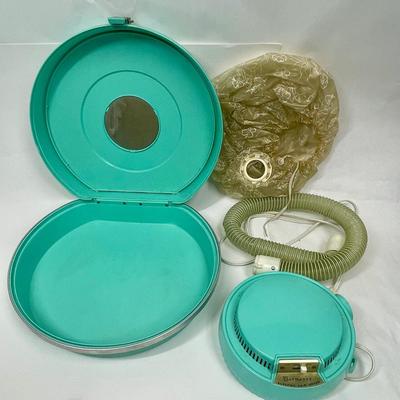 Vintage 1960's Portable Dormeyer Electric Hair Dryer Bonnet Style + Carrying Case