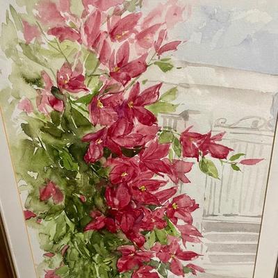 Framed Art: Watercolor of Bougainvillea Flowers by Josef Kneuttinger