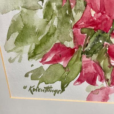 Framed Art: Watercolor of Bougainvillea Flowers by Josef Kneuttinger