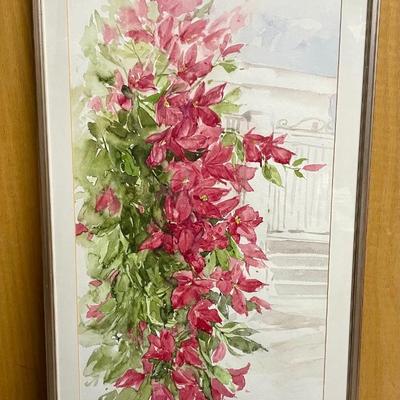 Framed Art: Watercolor of Bougainvillea Flowers by Josef Kneuttinger