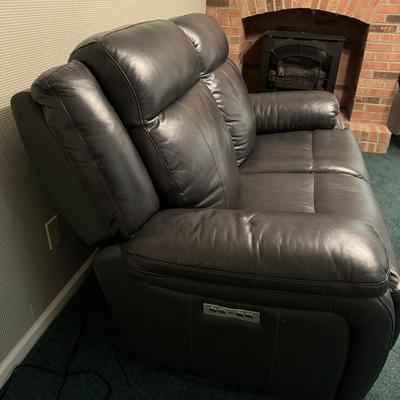 Electronic Reclining Leather Love Seat (1BD-TF)