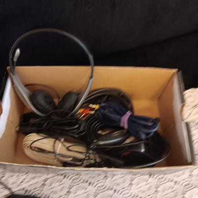 ECHO DOT, CHROMECAST, HEADPHONES AND VARIOUS CORDS