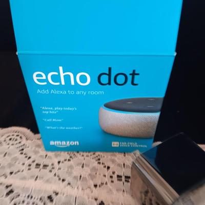 ECHO DOT, CHROMECAST, HEADPHONES AND VARIOUS CORDS
