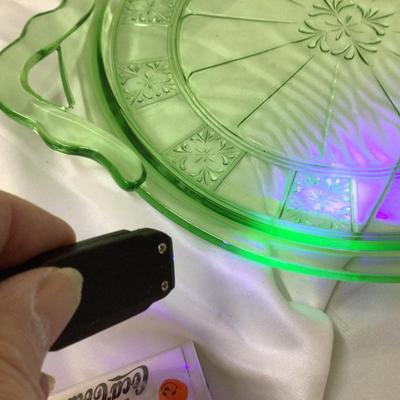 Uranium Green Glass Cake Plate