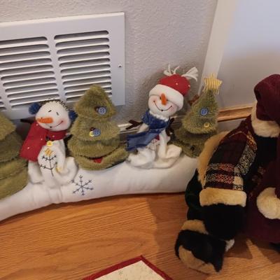 CHRISTMAS DOOR DRAFT CATCHER, QUILTED WALL HANGING AND TEDDY BEAR