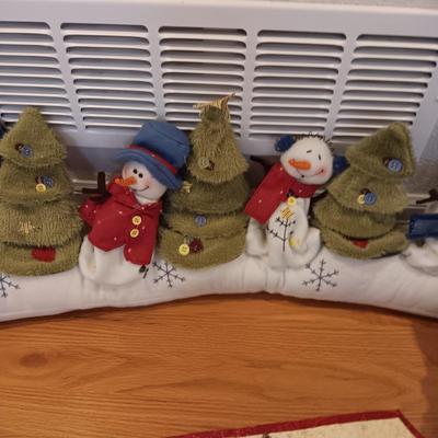 CHRISTMAS DOOR DRAFT CATCHER, QUILTED WALL HANGING AND TEDDY BEAR