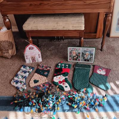 COLORED LED LIGHTS, CHRISTMAS STOCKINGS, FRAME AND MORE