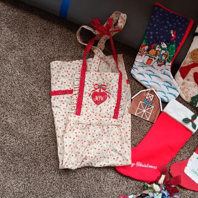 CHRISTMAS STOCKINGS, APRON AND MORE