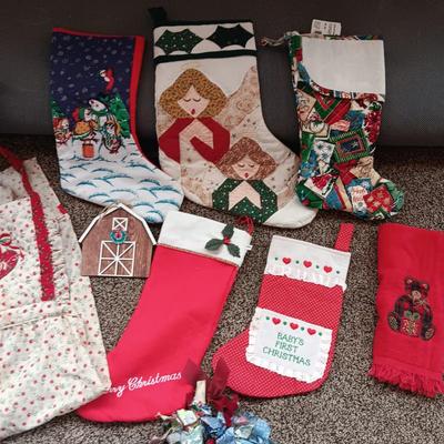 CHRISTMAS STOCKINGS, APRON AND MORE