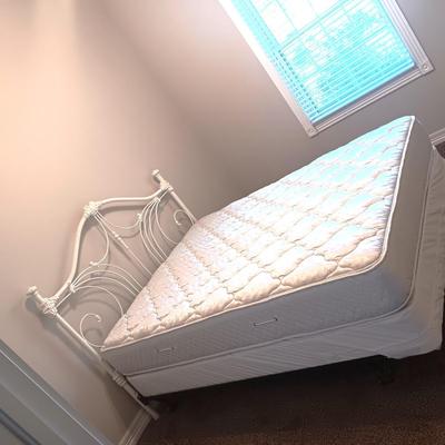 NICE AND CLEAN QUEEN SIZE BED WITH IRON ORNATE FRAME