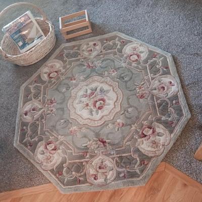 OCTAGON THICK WOOL RUG, RUG PAD, BASKETS