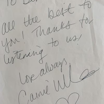 Wilson Philllips Carnie Wilson signed note