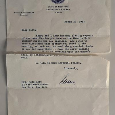 Nelson A. Rockefeller signed letter