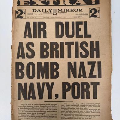 Daily Mirror 1939 Vintage Newspaper
