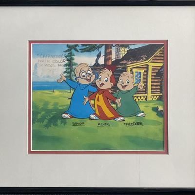 Frammed Alvin & the Chipmunks original color model cel