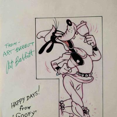 Babbitt & Colvig original Goofy signed drawing