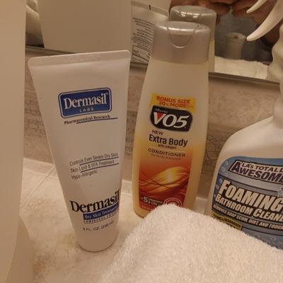 TOWELS, TOILETRIES, CLEANERS AND CURLING IRONS