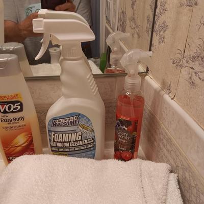 TOWELS, TOILETRIES, CLEANERS AND CURLING IRONS