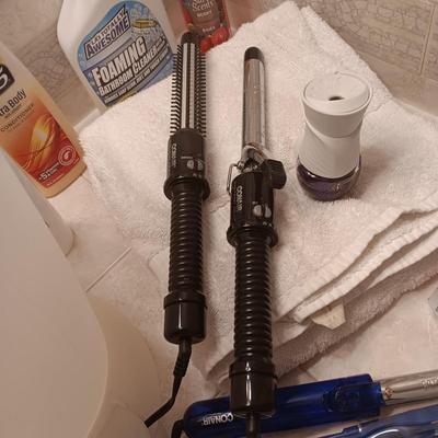 TOWELS, TOILETRIES, CLEANERS AND CURLING IRONS