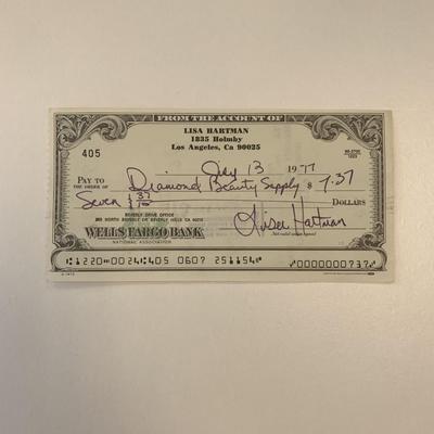 Knots Landing Lisa Hartman signed check