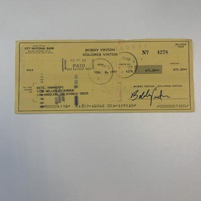Bobby Vinton signed check