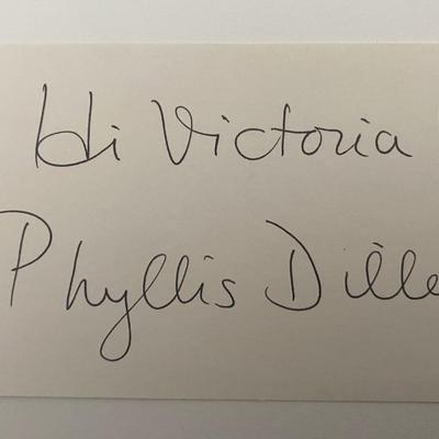 Phyllis Diller signed note