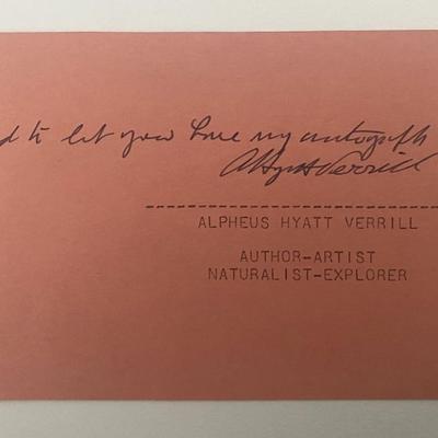 Alpheus Hyatt Verrill original signature