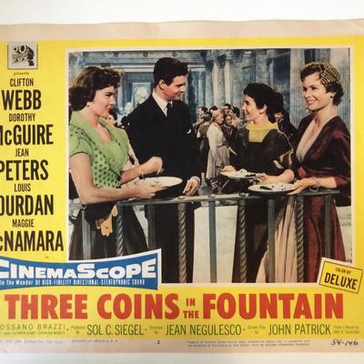 Three Coins in the Fountain original 1954 vintage lobby card