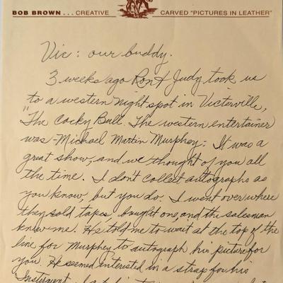 Bob Brown signed letter