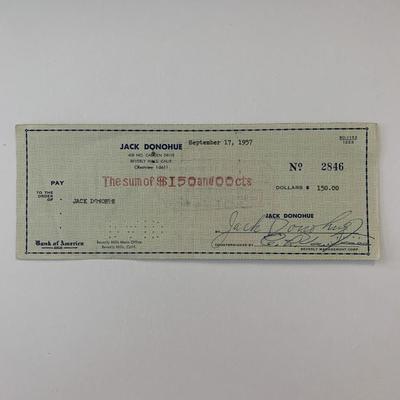 Jack Donohue signed check