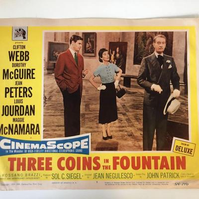 Three Coins in the Fountain original 1954 vintage lobby card