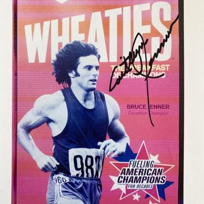 Caitlyn Jenner signed Bruce Jenner Wheaties photo. 