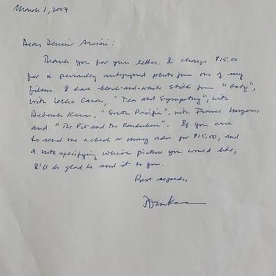 John Kerr Signed Letter