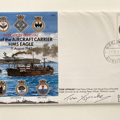 WWII HMS Eagle Operation Pedestal Tom Sprake Signed Commemorative Cover