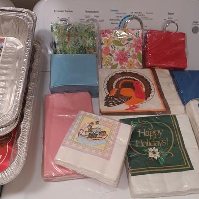 DISPOSABLE DINNERWARE, NAPKINS AND FOIL COOKING PANS