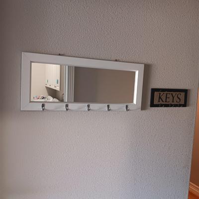 HALL MIRROR WITH HOOKS PLUS A KEY HOLDER