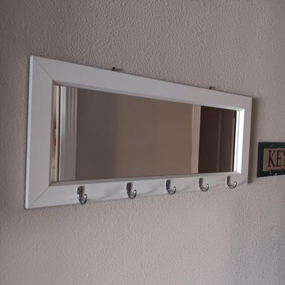 HALL MIRROR WITH HOOKS PLUS A KEY HOLDER