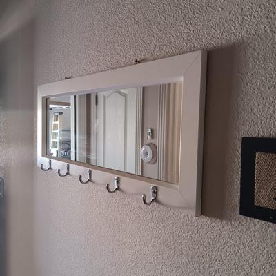 HALL MIRROR WITH HOOKS PLUS A KEY HOLDER