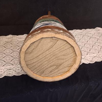 HAND PAINTED WOODEN BUTTER CHURN