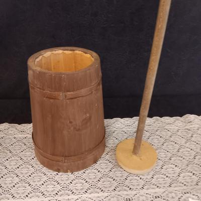 HAND PAINTED WOODEN BUTTER CHURN